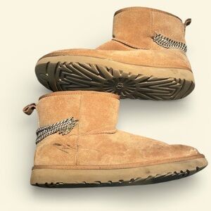 UGG Tan Ankle Boots with Chain Detail
